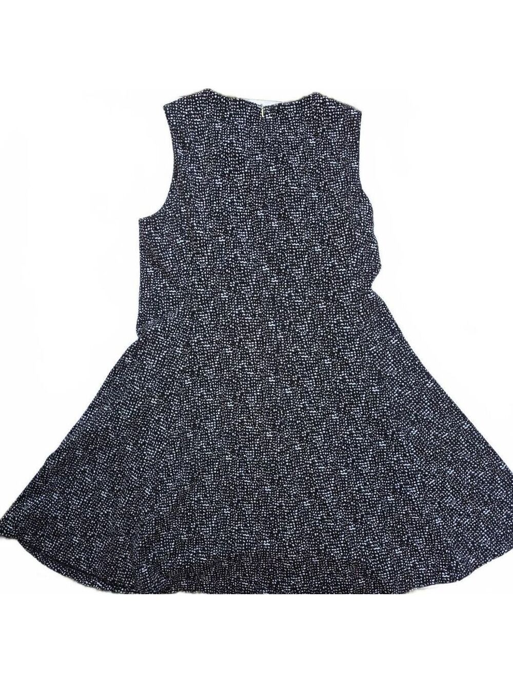 DKNY Black White Jacquard Knit Fit Flare A-Line Dress Size 14 Stretch Sleeveless - Picture 4 of 12